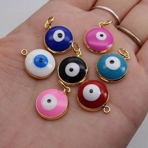 Colorful evil eye charm set in gold finish for DIY necklaces and bracelets making
