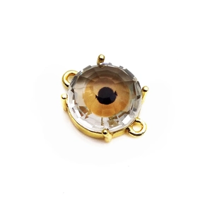 Facettierter Glas-Böser-Blick-Verbinder mit vergoldeter Kupferbasis für DIY-Schmuck