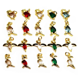 Dainty Copper Zirconia Dinosaur Pendant Only Without Chain For DIY Jewelry Making Small Animal Charm For Women Accessory