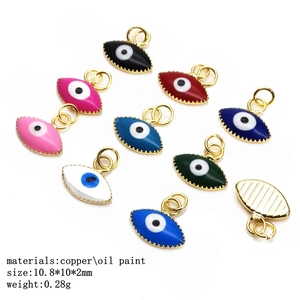 Colorful 10mm evil eye pendants in copper with oil paint finish for DIY jewelry