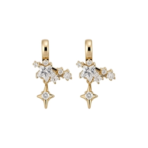 Elegant 14k gold-plated star ear clips with sparkling cubic zirconia in dainty design