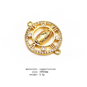 Connecteur cœur Vierge Marie en cuivre avec zircon pour bijoux DIY 19x24mm