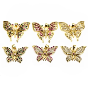 Copper Cubic Zirconia Butterfly Pendant Only (Without Chain) Gold Plated Insect Charm Fashion Jewelry Gift For Women