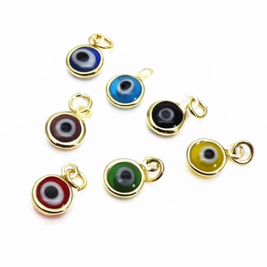 Ciondoli in Rame Malocchio Rotondo Con Smalto Zirconia Ciondoli Colorati con Occhio del Diavolo Turco per Creazione di Gioielli Fai-da-te