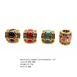 14K gold plated smiley eye charms with cubic zirconia and colorful enamel for DIY jewelry