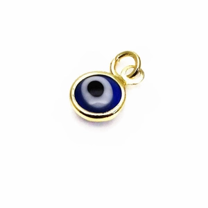 Ciondolo occhio portafortuna dorato con cristallo blu per collane e bracciali DIY