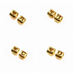 Détails de perles dorées lettres A-D avec gravure 999 et motif cœur pour bracelets DIY