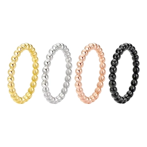 Minimalist Titanium Steel Beaded Ring For Women Men Trendy Polished Stainless Steel Round Bead Band Finger Ring Jewelry Gift