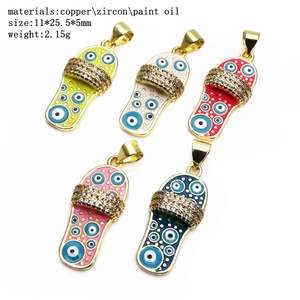 Ciondoli infradito Evil Eye arcobaleno con zirconi e placcatura oro 14 carati
