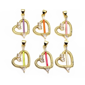 Minimalista Ciondolo a Cuore Con Freccia Rame Zirconia Smalto Charm per Donna Moda Fai-da-te Creazione di Gioielli Forniture
