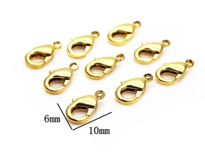 Détail des fermoirs mousquetons dorés 10mm x 6mm pour la création de bijoux