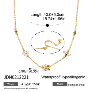 Collier en acier inoxydable doré hypoallergénique avec breloques fleurs et abeilles