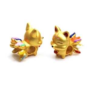 Perles de renard dorées avec émail cloisonné coloré pour la création de bijoux DIY