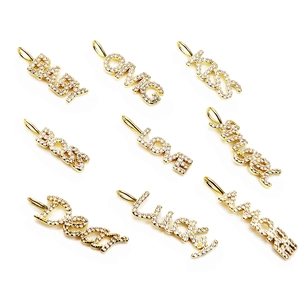 Pave-Zirkonia Gold-Buchstabenanhänger wie Angel, Love und Baby für DIY-Halsketten-Schmuck