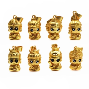 Colgante de Cobre Deidad Buda Versión Q Oro Antiguo Mate Goteo de Aceite Charm para Collar Pulsera DIY Accesorio Religioso