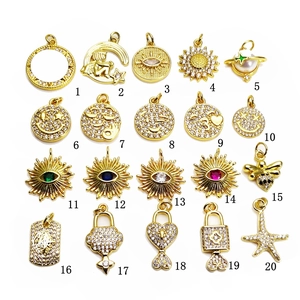 Set mit 20 vergoldeten Anhängern mit Zirkonia für DIY-Halsketten und Armband-Schmuckstücke