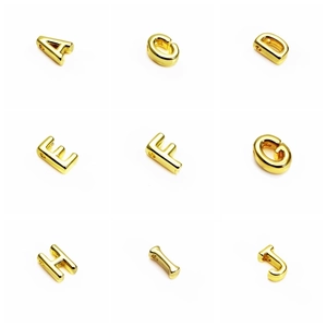 Polished 14K gold plated brass capital alphabet beads for DIY jewelry making
