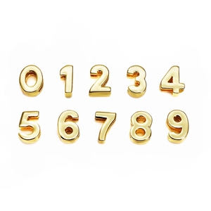 14K Gold Plated Brass Arabic Number Pendants Polished Metal Spacer Beads Charms For DIY Necklace Bracelet Jewelry Making