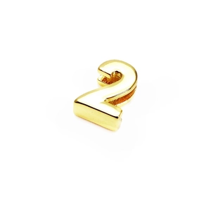 Detailed view of gold plated number 2 pendant charm for DIY jewelry and bracelets