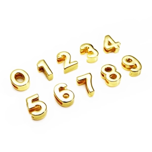 Polished 14K gold plated Arabic numerals 0-9 charms for DIY jewelry making sets