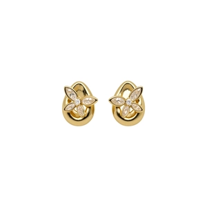 Elegant 18K gold plated butterfly zircon stud earrings with waterdrop shaped base design