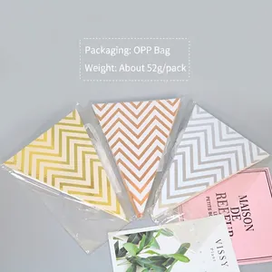 Golden and silver chevron triangle pennant banner for birthday party festive decoration
