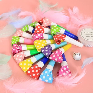 Multicolor Polka Dot Party Blowouts Noise Makers For Kids Birthday Festival Celebration Plastic Paper Blowout Whistle Toy