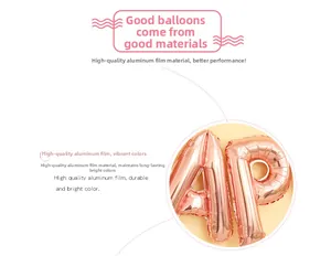 Detail of rose gold aluminum film happy birthday balloons with metallic texture