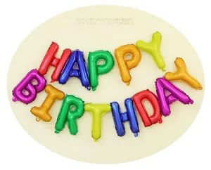 Rainbow Happy Birthday foil balloons letter set hanging for colorful party decorations