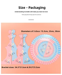Detailed flat lay of three-tier gender reveal cupcake stand with pink and blue girl or boy design