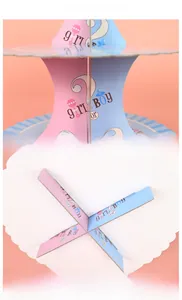 Close-up of the cross-slotted cardboard base for a gender reveal cupcake stand