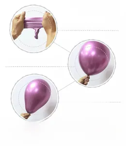 Detail guide showing inflation techniques for thick metallic purple latex balloons