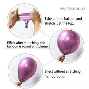 Guide showing inflatable skills for purple metallic latex balloons for wedding party decor