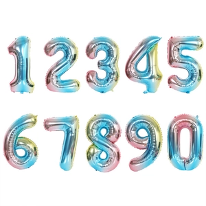 32-inch macaron rainbow gradient number foil balloons for birthday party decorations set