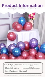 Detailed pile of 5-inch 1.2g metallic latex balloons in blue and purple for party decor