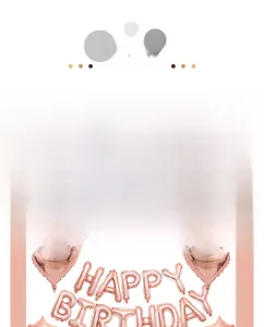 Detail view of rose gold Happy Birthday balloon set with heart-shaped and ONE foil balloons