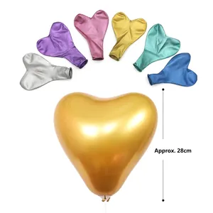 10-inch heart-shaped metallic latex balloons for romantic wedding party decor, 28cm height