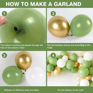 DIY olive green balloon garland kit with avocado and gold balloons for party decor