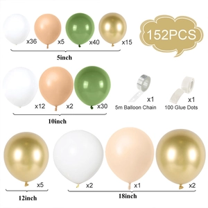 152pcs Retro Olive Green and Gold Balloon Arch Kit with Various Sizes for Party Decoration