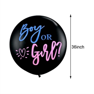 Ballon révélation de genre noir 36 pouces avec motif Boy or Girl et cœurs rose bleu