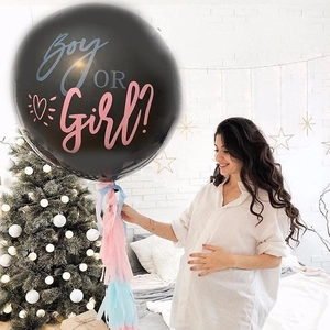 Kit Ballon Révélation Genre Rose Bleu Confettis Glands Grand Ballon Latex Imprimé Boy Or Girl Décoration Baby Shower