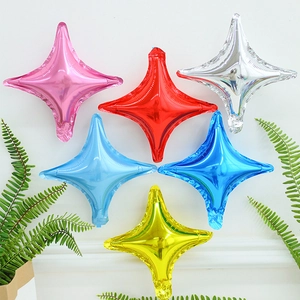 Set of six 10-inch four-pointed star foil balloons in assorted metallic vibrant colors