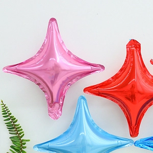10-inch four-pointed star foil balloons in shiny metallic colors for party decoration