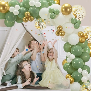 Kit arco di palloncini verde oliva e oro per la decorazione di feste per bambini