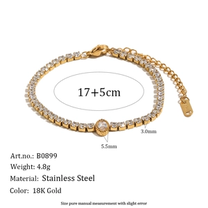 Bracciale tennis in acciaio inossidabile placcato oro 18K con zirconi scintillanti