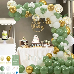 Ghirlanda Arco di Palloncini Verde Salvia Con Palloncini in Lattice Bianco Oro Metallizzato per Matrimonio Compleanno Festa