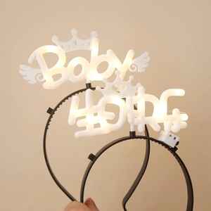 LED Glowing Happy Birthday Headband With Crown Wing Design Warm Yellow Light Plastic Party Decorations Headwear For Kids Baby