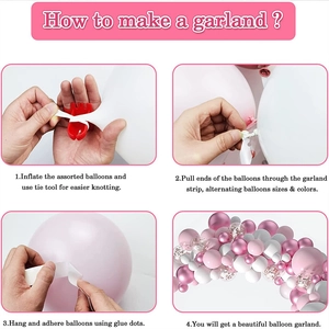 Guide DIY guirlande de ballons roses avec ballons, noueur et points adhésifs