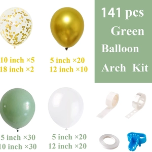 Kit ghirlanda di 141 palloncini verde avocado con palloncini dorati metallizzati e coriandoli