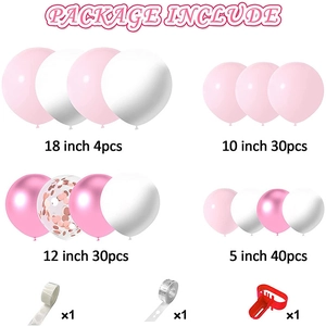 Kit arche de ballons rose et rose métallique 107 pièces pour fête et mariage
